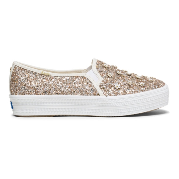 🌼 *Host Pick* NWT Keds Kate Spade glitter flower platform slip-on sneakers - Picture 2 of 6